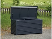 Auflagenbox / Kissenbox, Größe: 165 x 70 x 85 cm / Oberfläche: Anthrazit / Deckelhalter: Gasdruckfedern
