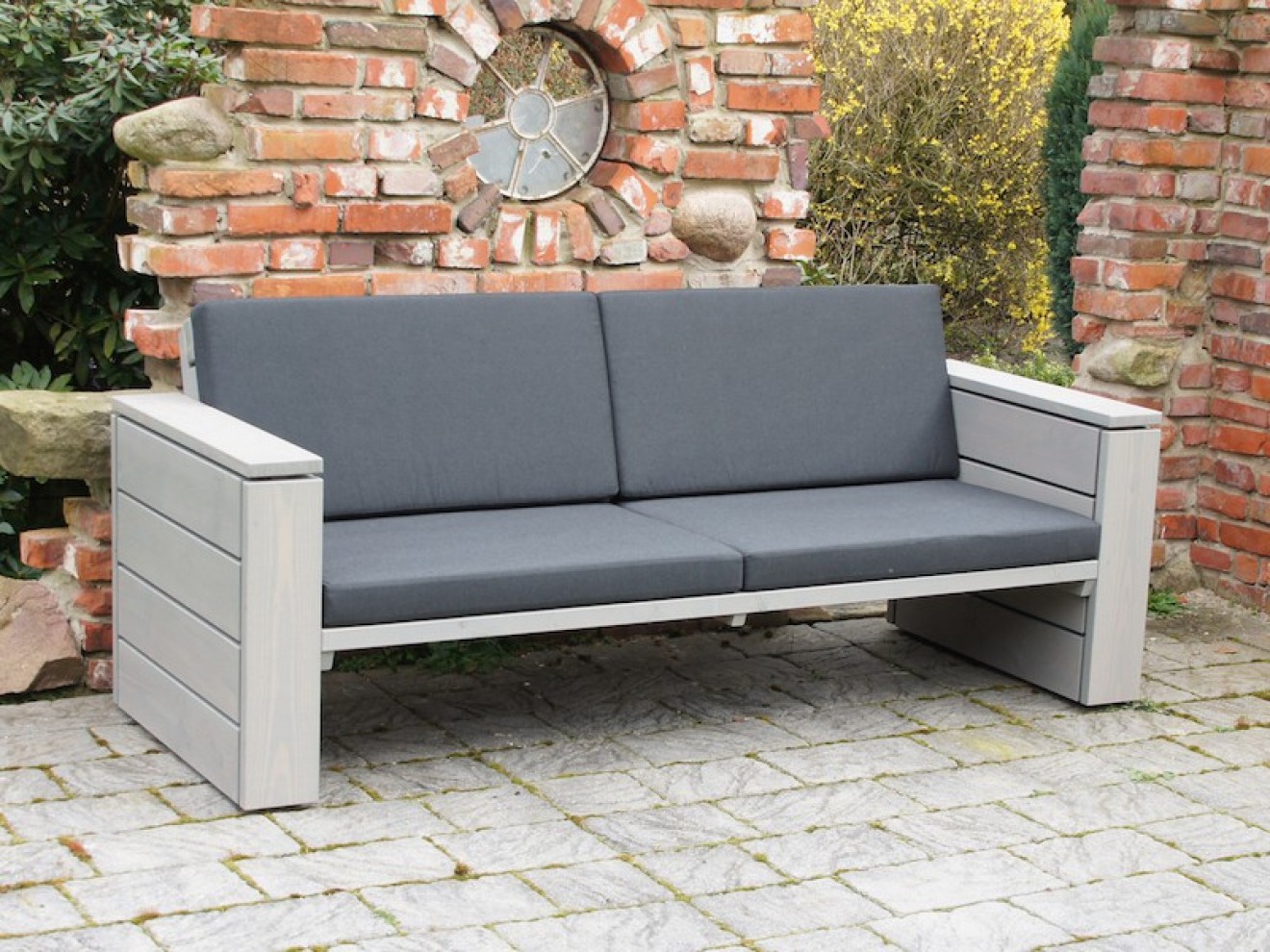 Lounge Sofa 3-4 Sitzer mit Polstern, Oberfläche: Transparent Grau