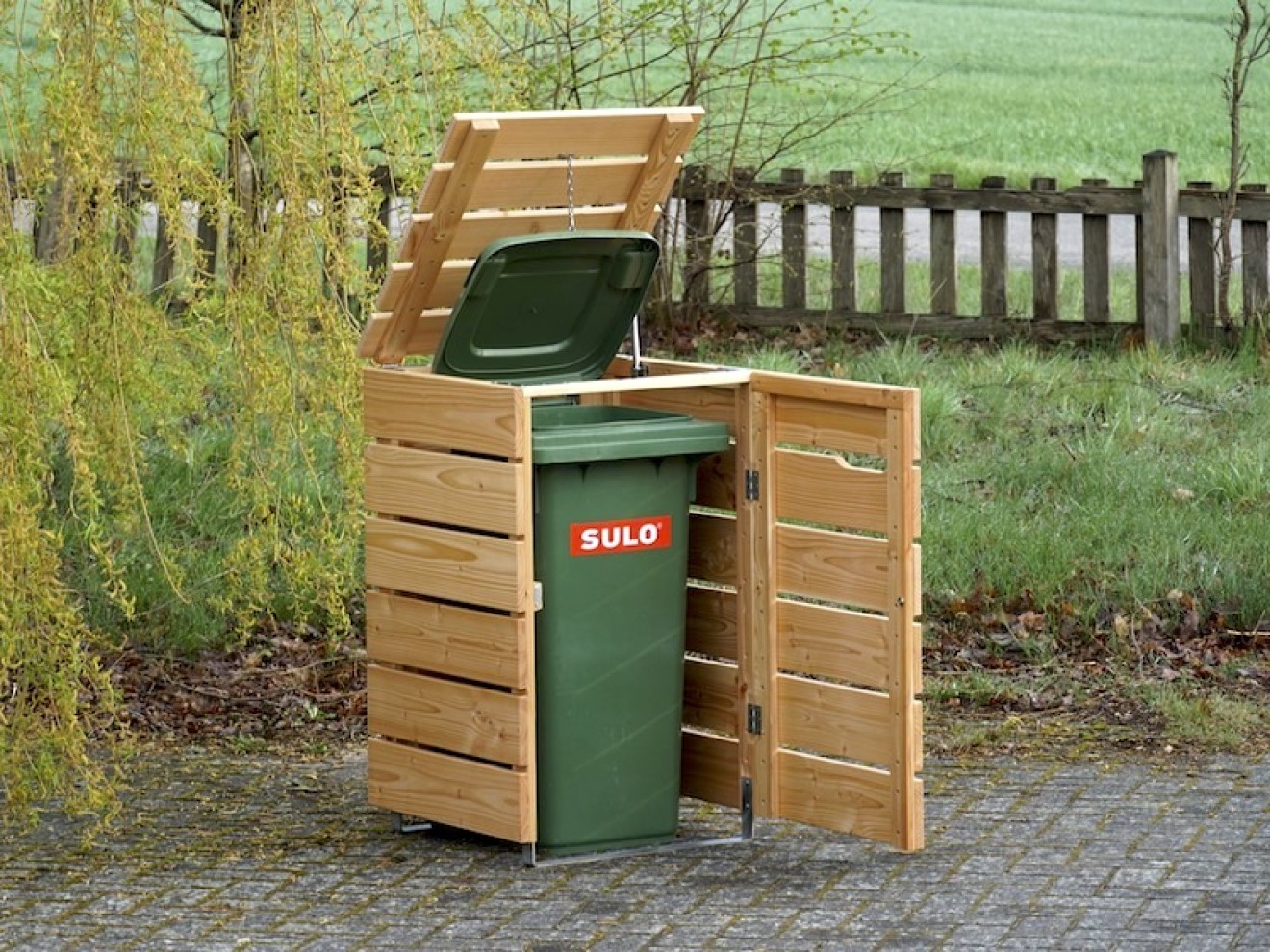 1er Mülltonnenbox 120 Liter in heimisches Made Holz Germany - 