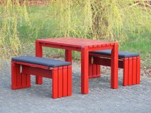 Gartenmöbel Set 130 x 80 cm / Oberfläche: Nordisch Rot / Polster Dekor Anthrazit