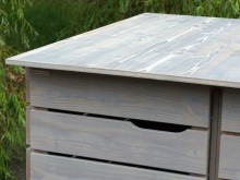 Kinderwagenbox - Deckel in Massivholzplatte mit Gefälle und Dachüberstand vorn