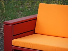 Lounge Möbel Set mit Polstern, Oberfläche: Nordisch Rot / Polster Dekor Orange