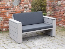 Lounge Sofa 2-Sitzer mit Polstern, Oberfläche: Transparent Grau / Polster Dekor Anthrazit