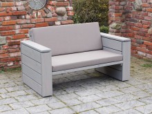 Lounge Sofa 2 Sitzer mit Polstern, Oberfläche: Transparent Grau