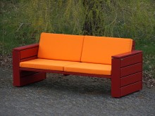 Lounge Sofa 3-4 Sitzer mit Polstern, Oberfläche: Nordisch Rot