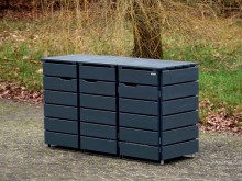 3er Mülltonnenbox / Mülltonnenverkleidung 120 L, Oberfläche: Anthrazit