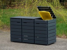3er Mülltonnenbox / Mülltonnenverkleidung 240 L, Oberfläche: Anthrazit