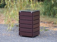 Rückseite 1er Mülltonnenbox 120 L / mit Edelstahl-Deckel / Oberfläche: Schokoladenbraun