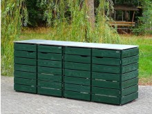 4er Mülltonnenbox 240 L mit Edelstahl - Deckel, Oberfläche: Moosgrün