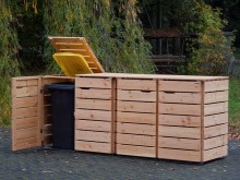 4er Mülltonnenbox / Mülltonnenverkleidung 240 L, Oberfläche: Natur Geölt
