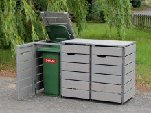 3er Mülltonnenbox / Mülltonnenverkleidung 120 L, Oberfläche: Transparent Grau