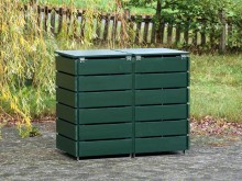 Rückseite 2er Mülltonnenbox / Mülltonnenverkleidung 120 L, Oberfläche: Tannengrün