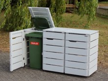3er Mülltonnenbox / Mülltonnenverkleidung 120 L, Oberfläche: Lichtgrau