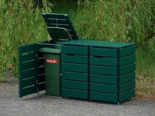3er Mülltonnenbox für kleine Mülltonnen, Oberfläche: RAL 6005 Moosgrün