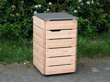 1er Mülltonnenbox 120 L mit Edelstahl - Deckel, Oberfläche: Natur