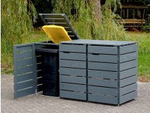 3er Mülltonnenbox / Mülltonnenverkleidung 240 L, Oberfläche: Basaltgrau
