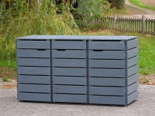 3er Mülltonnenbox / Mülltonnenverkleidung 120 L, Oberfläche: Basaltgrau
