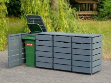 4er Mülltonnenbox / Mülltonnenverkleidung 120 L, Oberfläche: Steingrau
