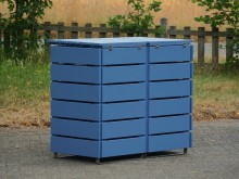 Rückseite 2er Mülltonnenbox / Mülltonnenverkleidung 120 L, Oberfläche: Taubenblau
