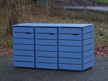 3er Mülltonnenbox / Mülltonnenverkleidung 120 L, Oberfläche: Taubenblau / Kundenwunsch: Türanschlag Links