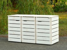 3er Mülltonnenbox / Mülltonnenverkleidung 120 L, Oberfläche: Transparent Weiß
