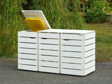 3er Mülltonnenbox / Mülltonnenverkleidung 240 L, Oberfläche: Transparent Weiß
