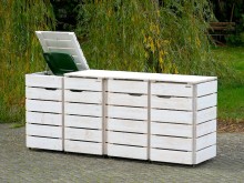 4er Mülltonnenbox / Mülltonnenverkleidung 120 L, Oberfläche: Transparent Weiß
