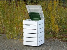 1er Mülltonnenbox / Mülltonnenverkleidung 120 L, Oberfläche: Weiß