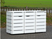 3er Mülltonnenbox / Mülltonnenverkleidung 120 L, Oberfläche: Weiß / Kundenwunsch: Türanschlag links