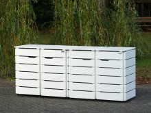 4er Mülltonnenbox 120 L, Oberfläche: Weiß