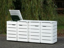 4er Mülltonnenbox 120 L, Oberfläche: Weiß