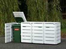 4er Mülltonnenbox / Mülltonnenverkleidung 120 L, Oberfläche: Weiß