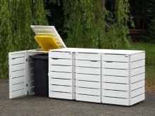 4er Mülltonnenbox / Mülltonnenverkleidung 240 L, Oberfläche: Weiß
